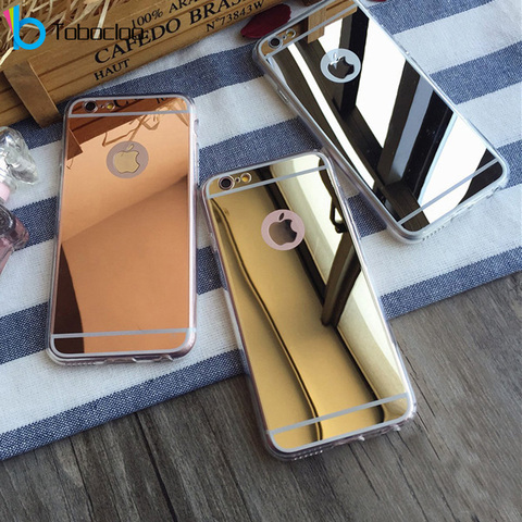 De Lujo espejo maquillaje caso para iPhone 12 Mini 11 Pro Max 7 6 6S Plus 5s SE 8 X XS X MAX XR 7 8 Plus 5 silicona blanda y transparente TPU ► Foto 1/6