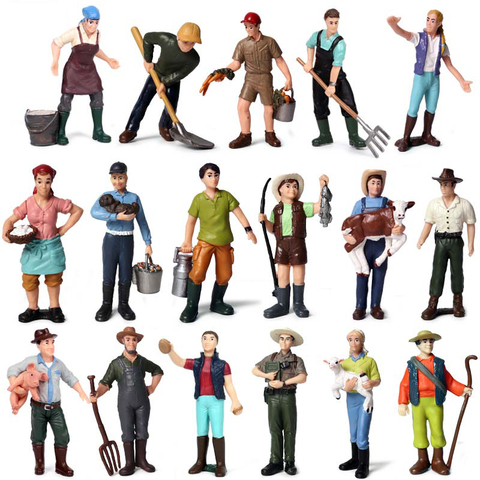 Simulación de figuras de acción de juguete granja modelos granjero trabajador figuras criador personal muñeca veterinarios modelo juguetes educativos para niños ► Foto 1/6