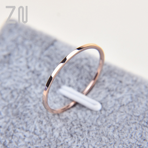 1MM Delgado titanio acero plata-color anillo de pareja Simple moda Rosa anillo de dedo de oro para mujeres y hombres regalos para hombres ► Foto 1/6