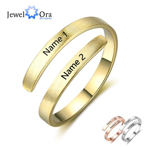 Anillo personalizado, nombres grabados, 3 colores disponibles, anillos ajustables para joyería de aniversario de mujer (JewelOra RI103498) ► Foto 1/6