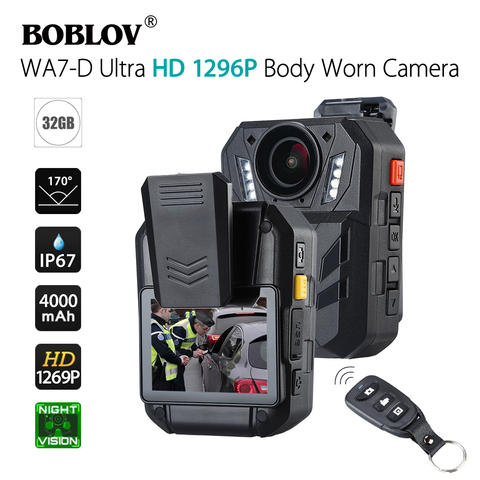 BOBLOV WA7-D 32GB Ambarella A7 32MP HD 1296P de vestir el cuerpo de la cámara grabadora de vídeo de seguridad de la batería 4000mAh con Control remoto ► Foto 1/6