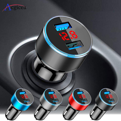 Cargador de coche Mini USB para iPhone XR 11, cargador de teléfono rápido para coche, carga rápida con pantalla LED 3.1A, cargador de teléfono Dual USB para coche ► Foto 1/6