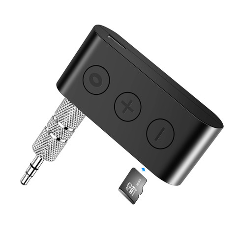 Adaptador inalámbrico 3 en 1 con Bluetooth 5,0, receptor Bluetooth, conector de Audio de 3,5mm, lector de tarjetas TF mp3, micrófono, llamadas, compatible con altavoz para coche ► Foto 1/6
