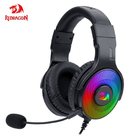 Redragon-auriculares Pandora H350 con retroiluminación RGB, dispositivo de audio USB con sonido envolvente 7,1, para ordenador, con micrófono ► Foto 1/6