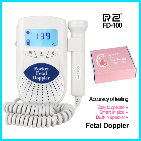 Doppler Fetal RZ, Monitor de latido de bebé con sonido por ultrasonido, Detector LED Digital Prenatal, FD-100 de bolsillo Fetal ► Foto 1/6