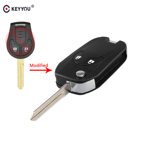 KEYYOU-funda para mando a distancia plegable con tapa de 2 botones para Nissan Cube Micra Qashqai Juke Altima Maxima ► Foto 1/6