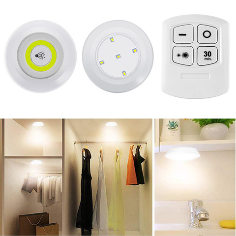 Regulable y temporizador LED de bajo COB luz nocturna con batería armarios luces con Control remoto para el armario de cocina dormitorio escalera ► Foto 1/6