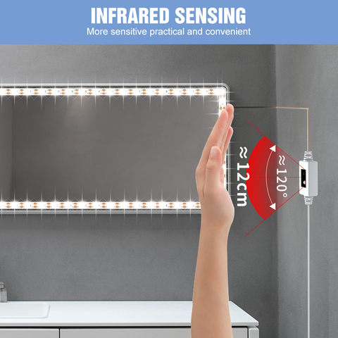Luz LED para espejo de tocador, 5M, Sensor USB 5V, luz cosmética regulable, resistente al agua, lámpara para tocador de baño ► Foto 1/6