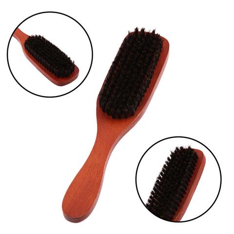 Juego de cepillos de pelo con mango de madera cerdas de jabalí duro, peines de estilismo para hombres y mujeres, peluquería, peine para Barba, recto ► Foto 1/6