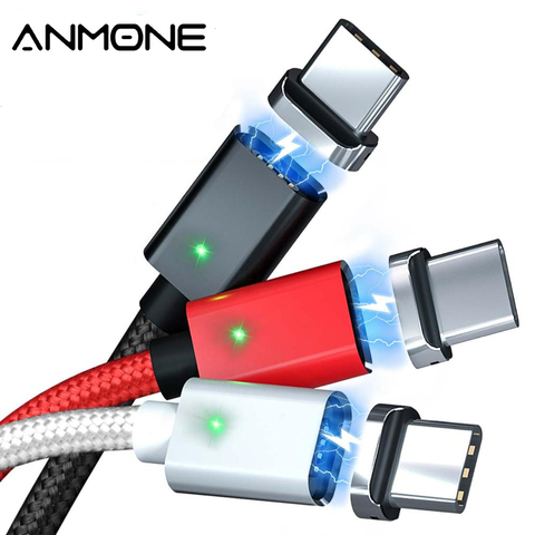 ANMONE-Cable magnético tipo C con carga USB, Cable de carga rápida 3,0 tipo C, Cable de sincronización de datos de carga rápida, Cables de teléfono móvil de nailon ► Foto 1/6