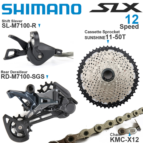 SHIMANO-Grupo de velocidad SLX M7100, 1x12, con cambio de marchas trasero y piñón de Cassette 11-50T, cadena Original KMC X12 ► Foto 1/1