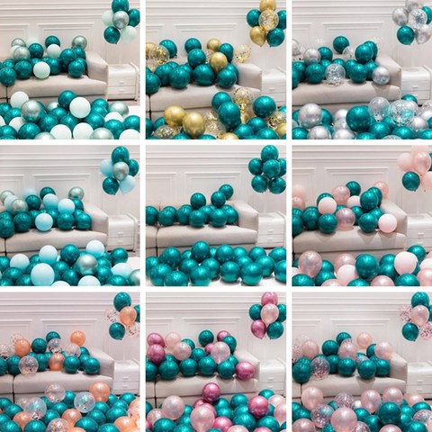 30 Uds 15 Sets 10 pulgadas perla de doble capa verde azulado de látex globo de la turquesa helio Premium globos de cumpleaños decoración del banquete de boda ► Foto 1/6