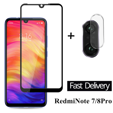 Cristal Protector 2 en 1 para cámara Redmi 7 8 7A 8A, cristal templado Protector de pantalla para Xiaomi Redmi Note 7 8 pro, película de lente de luz ► Foto 1/6