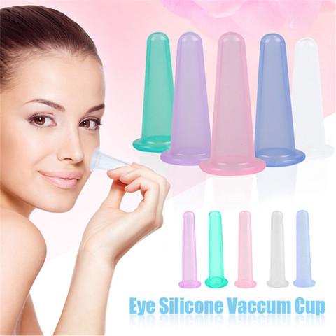 Ventosas de cuerpo de silicona para masaje facial, cuello, espalda, ojos, latas de vacío, masajeador anticelulítico, ventosa, 1/4 Uds. ► Foto 1/6