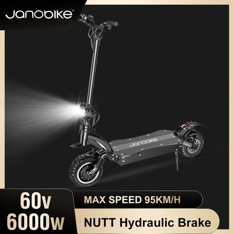 Janobike-patinete eléctrico todoterreno con freno hidráulico para adultos, Scooter de 6000W, Motor Dual, 95 km/h, 2022 ► Foto 1/6