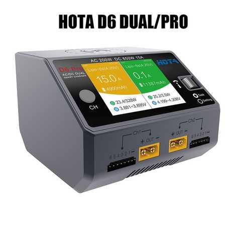 Hota-cargador inteligente D6 Dual/pro, CA de 200w, CC de 650w, 15a, para batería Lipo Liion Nimh, con carga inalámbrica para Iphone y Samsung ► Foto 1/5