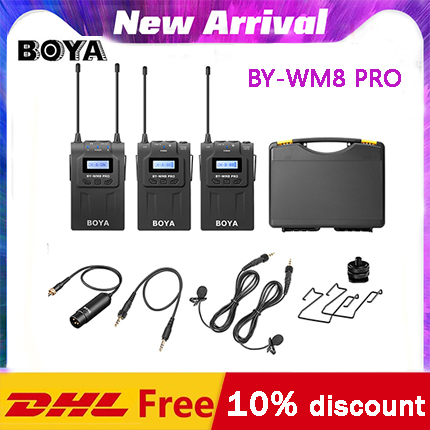 BOYA BY-WM8 Pro K1 K2 UHF MICRÓFONO INALÁMBRICO Dual entrevista Mic 2 transmisores y 1 receptor para iPhone DSLR cámara de vídeo ► Foto 1/6