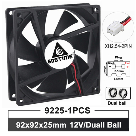 Gdstime-ventilador de refrigeración de 90mm, 90x90x25mm, 12V, para ordenador, PC, ventiladores de refrigeración de CPU, CC de 92mm, 3,5 pulgadas, bola broshess, flujo Axial ► Foto 1/6