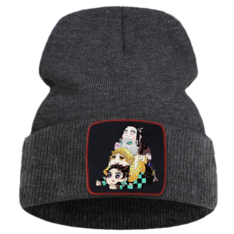 Gorra de invierno con estampado de Demon Slayer para hombre y mujer, gorro de punto de Anime japonés, informal, cálido, suave, a la moda, para otoño ► Foto 1/6