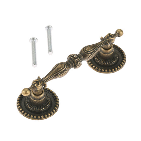 Manija antigua de bronce Vintage, tirador de latón, perilla de 86x24mm, estilo europeo, encaje, armario, cajón, cocina, decoración, muebles, Hardware con tornillo ► Foto 1/6