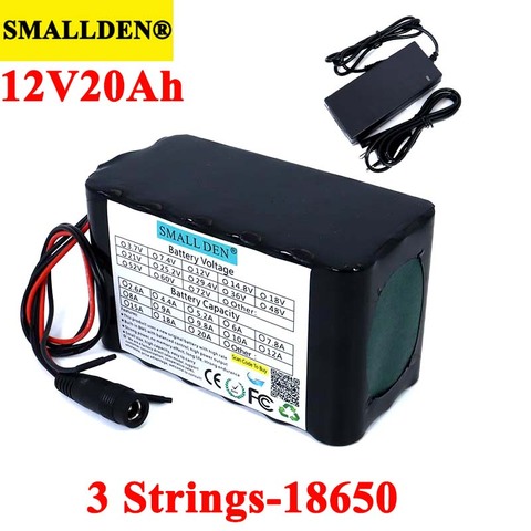 Batería recargable de litio 11,1 V/12V 20ah 18650, 20000mAh con PCB para lámpara de hernia, amplificadores, monitoreo y cargador de 12,6 V ► Foto 1/6