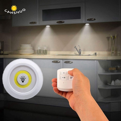 Luz LED para debajo de gabinete regulables con mando a distancia, luces LED para armario, baño, novedad ► Foto 1/6