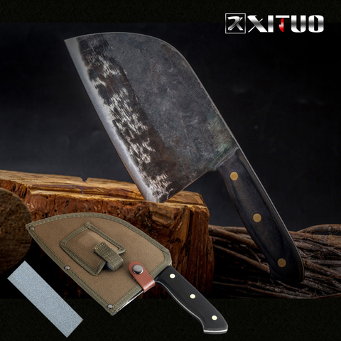 Cuchillo de Chef forjado hecho a mano XITUO, cuchillo de cocina de acero revestido de carbono, cuchillo de cocina de cuchillo, cuchillo rebanador de carne Nakiri Gyuto, herramienta CN ► Foto 1/6