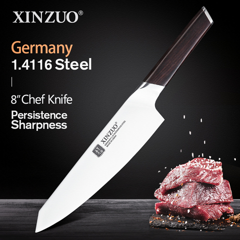 XINZUO-cuchillo de Chef de 8 pulgadas, acero inoxidable alemán, Santoku carnicero, cuchillo profesional para verduras con mango de ébano ► Foto 1/6