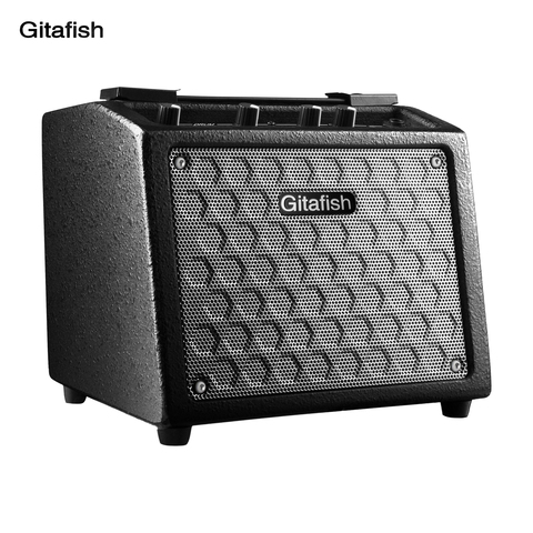 Gitafish-amplificador de guitarra eléctrica portátil, altavoz recargable de 8W, con 18 tipos de ritmos de tambor integrados con entrada de micrófono auxiliar ► Foto 1/6