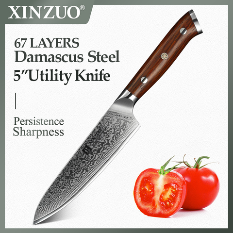 XINZUO-cuchillo de cocina de acero japonés Damasco de 67 capas, 5 pulgadas, cuchillo de cocina con mango de palisandro ► Foto 1/6