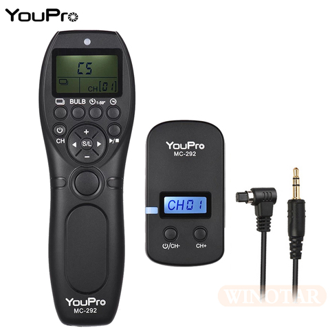 YouPro MC-292 N3 disparador inalámbrico temporizador remoto para Canon 7D 5D Mark ii 1D 6D 7D2 5D3 50D 40D 30D 10D Cámara obturador ► Foto 1/6