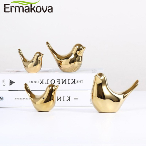 ERMAKOVA-figura de pájaro de 4 tamaños, estatua nórdica de cerámica dorada, Animal, joyería, decoración del hogar, mesa de sala de estar ► Foto 1/6