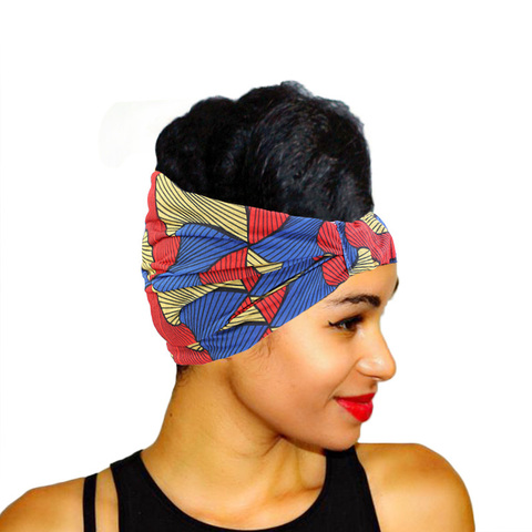 Diadema elástica ancha de algodón con estampado africano para mujer, turbante, pañuelo turbante, accesorios para el cabello ► Foto 1/6