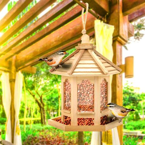 Comedero de pájaros colgante para exteriores, casa, dispensador de semillas, contenedor con cuerda colgante para jardín, parque, herramienta de alimentación al aire libre ► Foto 1/6