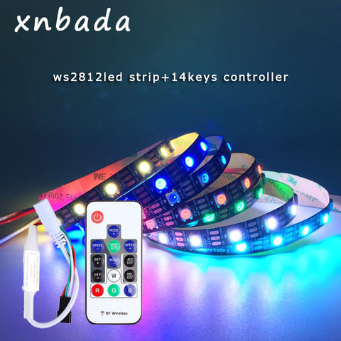 Tira LED WS2812B con 14 teclas, control remoto inalámbrico RF direccionable individualmente, tira Led RGB inteligente resistente al agua ► Foto 1/5