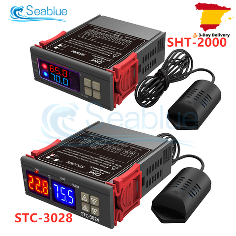 STC-3028 SHT2000-controlador de temperatura y humedad, termostato para refrigerador casero, termómetro de humidistato, higrómetro DC 12V 24V AC 110-220V ► Foto 1/6