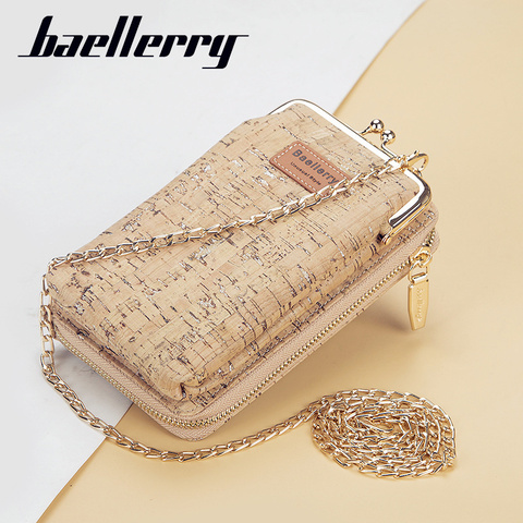 Baellerry-cartera de mano para mujer, bolso nuevo, para teléfono, billetera larga, bandolera de madera ► Foto 1/6