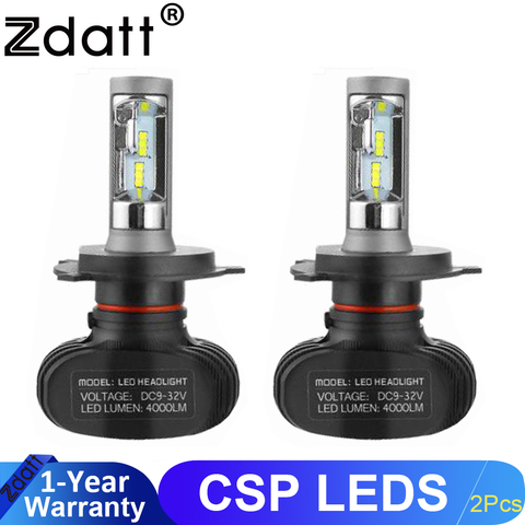 Zdatt H7LED coche bombillas H4 H7 led faro de 12V 12V 6000K 60W 8000LM H1 H11 HB3 9005 HB4 9006 luces de niebla CSP lámpara LED de coche ► Foto 1/6