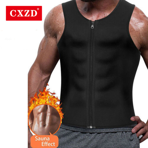 CXZD-Chaleco de entrenamiento de cintura para hombre, corsé de neopreno caliente para pérdida de peso, moldeador de cuerpo con cremallera, camiseta sin mangas para Sauna, moldeadores de camisas ► Foto 1/6