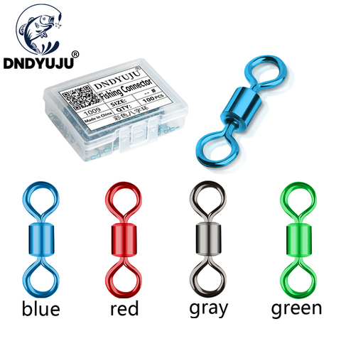 DNDYUJU-conector de pesca de colores, anillo giratorio americano de 8 engranajes de pesca, Conector de accesorios de aparejos de pesca profesionales, 100 Uds. ► Foto 1/6