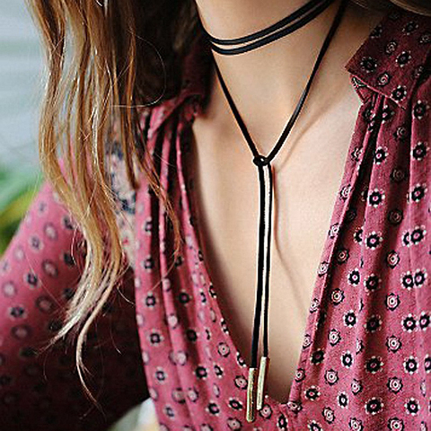 Gargantilla de encaje negro Collar tatuaje gótico Punk terciopelo largo colgante de las mujeres Collar de Gargantilla collares ► Foto 1/6