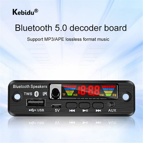 Radio FM con Bluetooth 5,0, reproductor MP3 inalámbrico con manos libres, 5V, TWS, APE/placa decodificadora de MP3, compatible con tarjeta TF, USB, AUX, tarjeta de Audio ► Foto 1/6