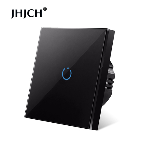JHJCH-Interruptor táctil estándar de la UE, panel de cristal blanco, Ac220v, 1 Juego, 1 vía, luz de pared, pantalla táctil ► Foto 1/6