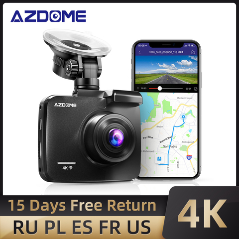 AZDOME 4K Car Dvr GPS GS63H Dash Cam Wifi vehículo cámara de visión trasera doble lente de visión nocturna Dashcam 24H Monitor de estacionamiento ► Foto 1/6