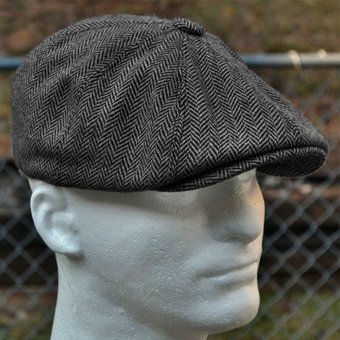 Gorra Newsboy de lana Tweed Octagonal para hombres gorra gris marrón gorra Gatsby boinas sombrero Cabbies sombrero tocado boina sombreros ► Foto 1/6