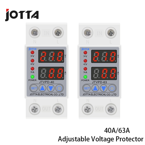 Relé de protección de circuito Din raíl ajustable de 40a/63A 230V, relé de protección contra sobrevoltaje y bajo voltaje ► Foto 1/5