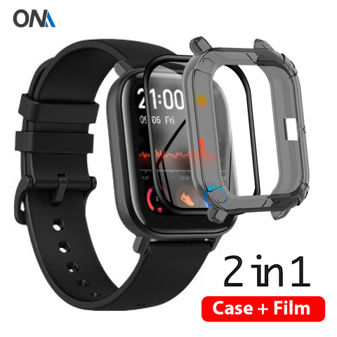 Funda protectora 2 en 1 + Protector de pantalla para Huami Amazfit GTS, funda protectora suave de TPU, película protectora para reloj inteligente (no cristal ► Foto 1/6