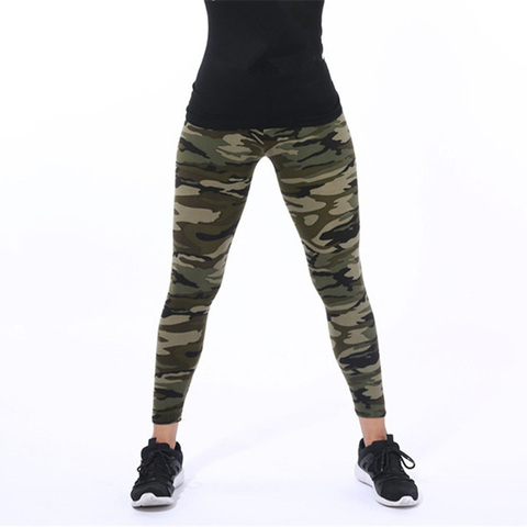 CUHAKCI mujeres camuflaje polainas Fitness militar verde ejército Leggings para hacer ejercicio Sporter Skinny aventura Leggins ► Foto 1/6