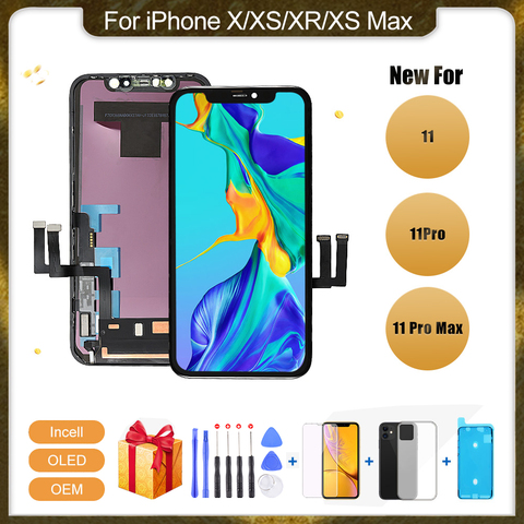 100% Ori para iPhone X XS X XR XS Max 11 Pro XDR OLED OEM líquido Retina IPS pantalla LCD de pantalla táctil digitalizador Asamblea reemplazo ► Foto 1/6