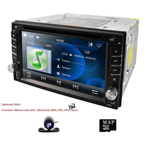 Reproductor de DVD universal para coche, radio estéreo de 2Din de 6,2 pulgadas, unidad Wince, navegación GPS, audio, mapa, enlace para cámara de espejo, SD, RDS, DAB, SWC, Bluetooth ► Foto 1/6